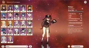 [NA] AR 42 Hutao + Zhongli + Jean + 25 dias de benção - Genshin Impact