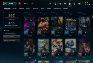 Prata 4 com TODOS os champs e 215 Skins + 2 Prestigios - League of Legends LOL