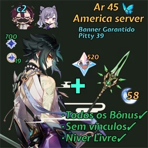 Xiao + Lança de Jade e garantido - Genshin Impact