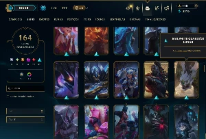 Prata 1 com TODOS os Champs e 164 Skins +3 Prestigios - League of Legends LOL