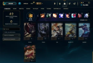 Mestre com 30 Champs e 2 Skins + 8 Fragmentos - League of Legends LOL