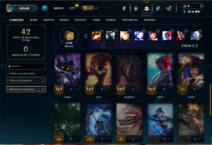 Mestre com 30 Champs e 2 Skins + 8 Fragmentos - League of Legends LOL