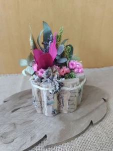 Arranjo Rústico no Cachepot de pé de café - Marsala - Artesanato e Personalizados