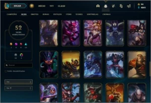 Conta unranked com 52 skins e 72 champs - League of Legends LOL