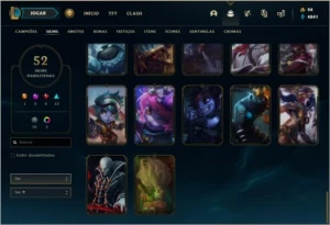 Conta unranked com 52 skins e 72 champs - League of Legends LOL