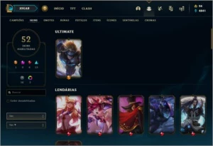 Conta unranked com 52 skins e 72 champs - League of Legends LOL
