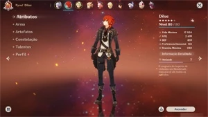 Ayaka  Diluc + Espada aspera, Jean e Qiqi C1 AR 48 - Genshin Impact
