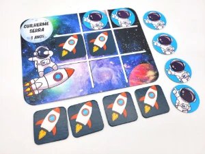 Jogo da Velha Astronauta e Foguete Cartonado 19 x 14 cm - Artesanato e Personalizados