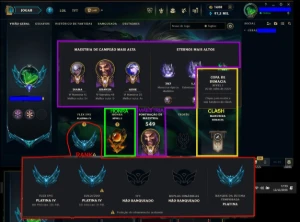 Conta LOL (PLAT4 Solo, PLAT4 Flex), todos os campeões - League of Legends