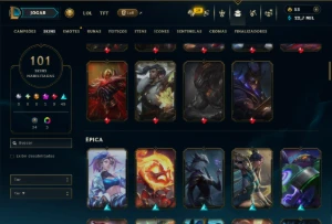 Unranked com TODOS os Champs e 101 Skins ( ADC / MID ) - League of Legends LOL