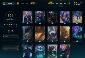Unranked com TODOS os Champs e 101 Skins ( ADC / MID ) - League of Legends LOL