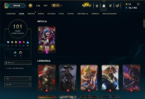 Unranked com TODOS os Champs e 101 Skins ( ADC / MID ) - League of Legends LOL