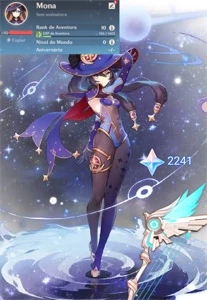 AR10 Mona + Harpa Celestial + Gemas - Genshin Impact