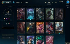 36 skins no lol, platina 3 season passada, nenhum jogo nessa - League of Legends