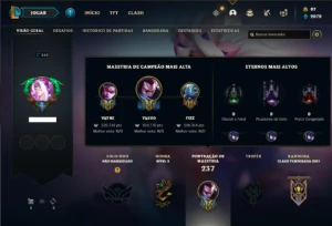 Conta Unranked com 120 Champs e 66 Skins + 400k de Yasuo - League of Legends LOL