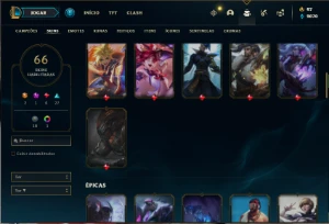 Conta Unranked com 120 Champs e 66 Skins + 400k de Yasuo - League of Legends LOL