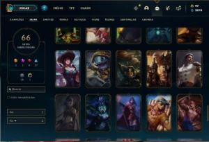 Conta Unranked com 120 Champs e 66 Skins + 400k de Yasuo - League of Legends LOL