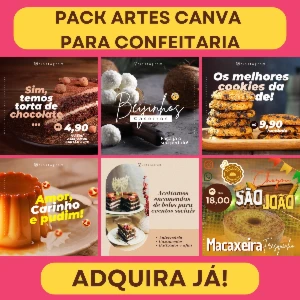 Pack Artes Canva Confeitaria 50 Temas Editáveis - Outros