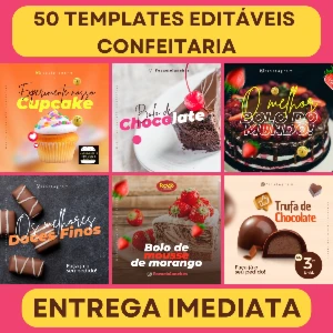 Pack Artes Canva Confeitaria 50 Temas Editáveis - Outros