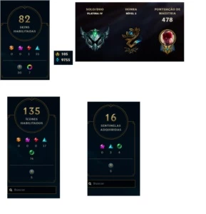 CONTA PLATINA IV  82 SKIN QUASE TODOS CAMPEÃO - League of Legends LOL