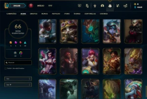 Ouro 4 com 120 Champs e 66 Skins ( MAIN JG ) + 700k de Noc - League of Legends LOL