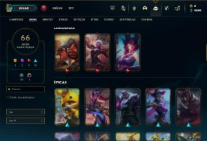Ouro 4 com 120 Champs e 66 Skins ( MAIN JG ) + 700k de Noc - League of Legends LOL