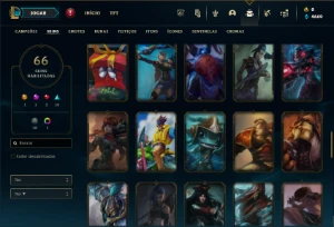Ouro 4 com 120 Champs e 66 Skins ( MAIN JG ) + 700k de Noc - League of Legends LOL