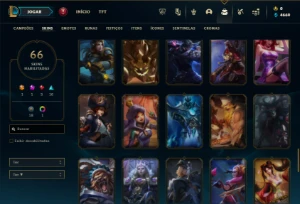 Ouro 4 com 120 Champs e 66 Skins ( MAIN JG ) + 700k de Noc - League of Legends LOL