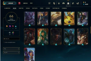 Ouro 4 com 120 Champs e 66 Skins ( MAIN JG ) + 700k de Noc - League of Legends LOL