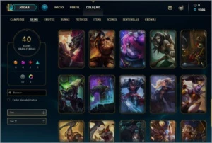 Conta League of Legends Platina 3/Todos champions/40 skins LOL