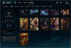Conta League of Legends Platina 3/Todos champions/40 skins LOL