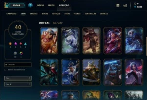 Conta League of Legends Platina 3/Todos champions/40 skins LOL