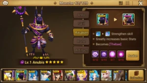 Reroll Summoners War lvl10 com Anubis Dark Thebae + Eladriel