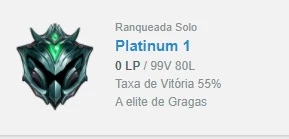 CONTA SMURF PLAT 1 LEVOU DECAY DIAMOND - League of Legends LOL