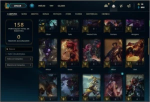 Conta unranked com 26 skins e 53 champs (5 delas vitoriosas) - League of Legends LOL