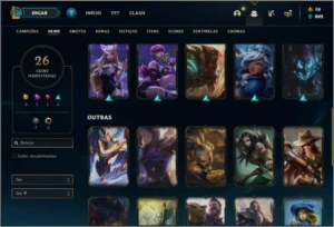 Conta unranked com 26 skins e 53 champs (5 delas vitoriosas) - League of Legends LOL