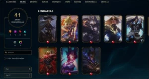 CONTA LOL 8 SKINS LENDARIAS 20 EPICAS BARATINHA PLATINA 2. - League of Legends