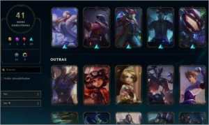 CONTA LOL 8 SKINS LENDARIAS 20 EPICAS BARATINHA PLATINA 2. - League of Legends