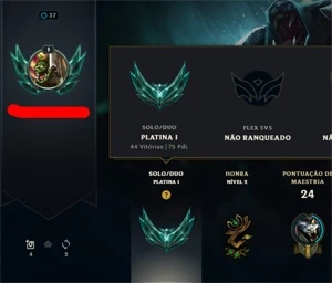 CONTA PLATINA 1 80% DE WIN RATE SERVIDOR BR - League of Legends LOL