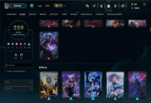 Esmeralda 3 com TODOS os Champs e 259 Skins ( MAIN MID ) - League of Legends LOL