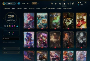 Esmeralda 3 com TODOS os Champs e 259 Skins ( MAIN MID ) - League of Legends LOL