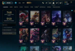 Esmeralda 3 com TODOS os Champs e 259 Skins ( MAIN MID ) - League of Legends LOL