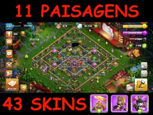 Cv15 Semi Full Th15 C/ 11 Paisagens 43 Skins Gemada - Clash of Clans