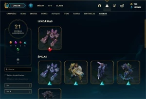 Conta diamante 2 com TODOS os champs e 294 Skins +2 Raras - League of Legends LOL