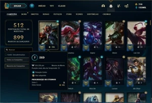 Conta diamante 2 com TODOS os champs e 294 Skins +2 Raras - League of Legends LOL