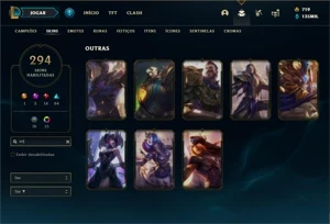 Conta diamante 2 com TODOS os champs e 294 Skins +2 Raras - League of Legends LOL