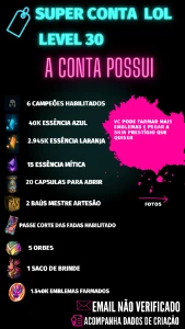 Conta LoL unraked - League of Legends