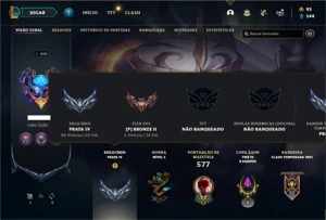 Conta prata 3 com 155 Champs e 159 Skins + 6 Vitoriosas - League of Legends LOL