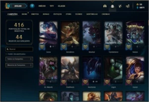 Conta platina 4 com 153 champs e 124 skins (MAIN TOP) - League of Legends LOL