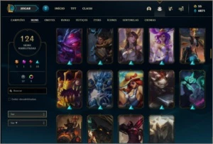 Conta platina 4 com 153 champs e 124 skins (MAIN TOP) - League of Legends LOL